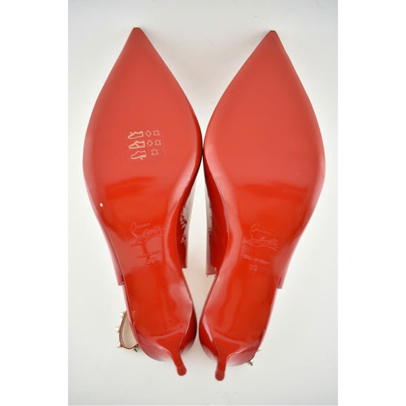 Christian Louboutin Brigadine 70 Red Patent PVC Slingback Spike Heel Pump 39 - Picture 8 of 8